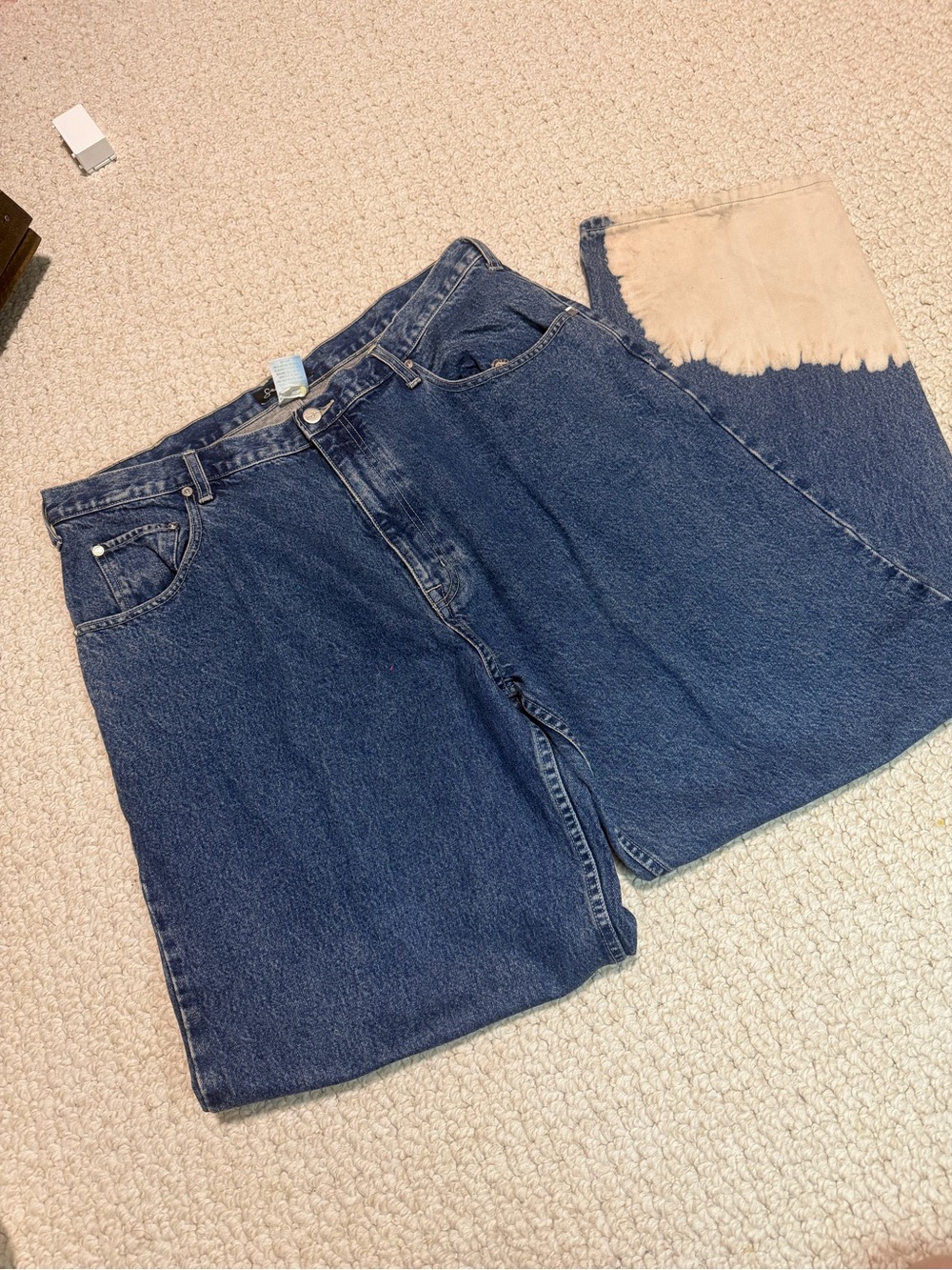 Men’s Sean John Dark Blue Dip Dye Embellished Denim Jeans 40